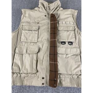 Stratford Collection Men's XL Utility Hunting Vest Tan Plaid Lined Pockets